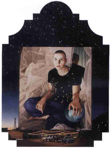 Girl with Ball by Lezli Morgan of Ketchikan, oil on masonite