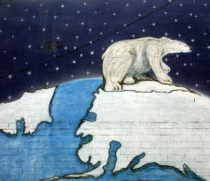 Richard Zeigler AK Fur Gallery mural polar bear detail