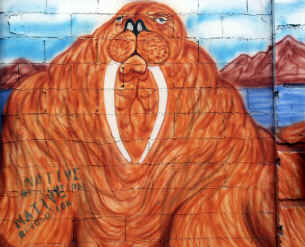 Richard Zeigler AK Fur Gallery mural, walrus detail